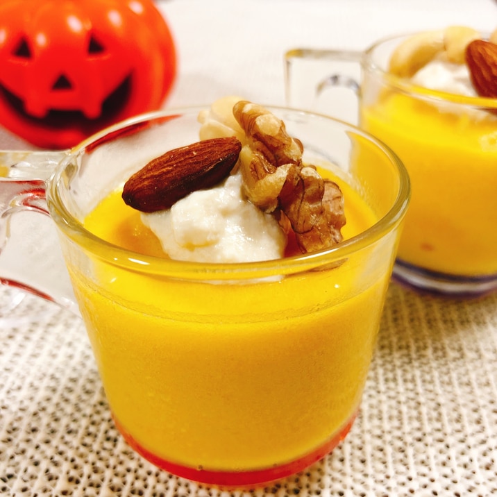 ハロウィンに♡簡単!蒸さないかぼちゃプリン